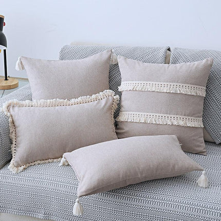 Boho-Chic Embroidered Pillow Covers with Trendy Tassel Details - Très Elite