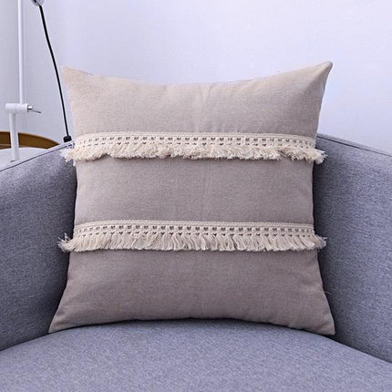 Boho-Chic Embroidered Pillow Covers with Trendy Tassel Details - Très Elite