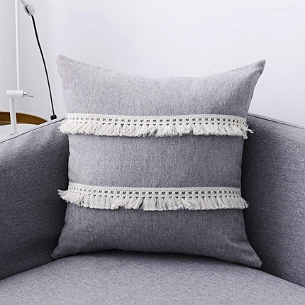Boho-Chic Embroidered Pillow Covers with Trendy Tassel Details - Très Elite