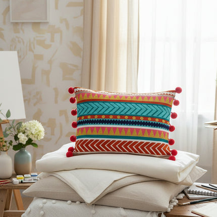 Boho Chic Floral Lumbar Pillow Cover