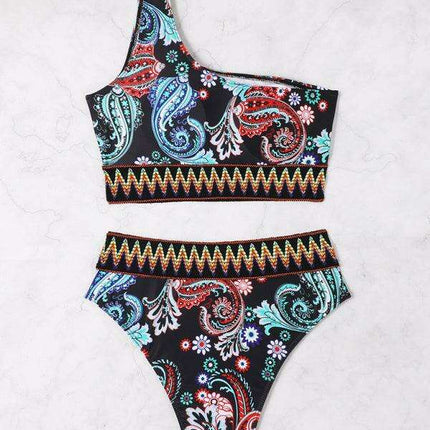 Boho Chic One-Shoulder Split Triangle Swimsuit Set - Très Elite
