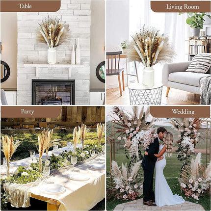 Boho Chic Pampas Grass Floral Set - 68 Pieces of Dried Natural Blooms - Très Elite