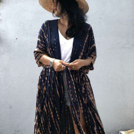 Boho Chic Tie-Dye Lightweight Beach Cardigan Cover-Up