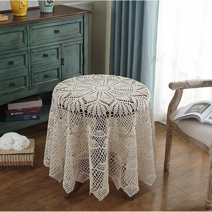 Botanica Luxurious Crochet Round Tablecloth - Chic Dining Essential