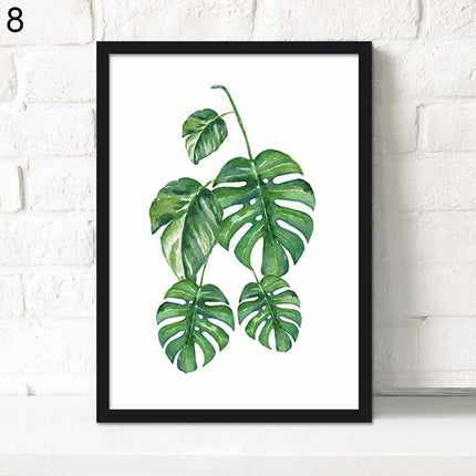 Botanical Serenity: Green Leaf Canvas Art for Elegant Home Decor..