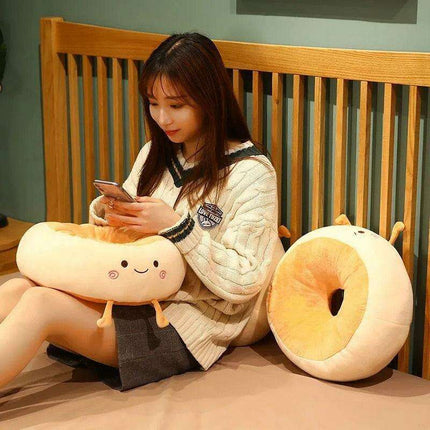 Cozy Toast Bread Plush Cushion - Soft Pillow for Work, Travel, Relaxation, and Home