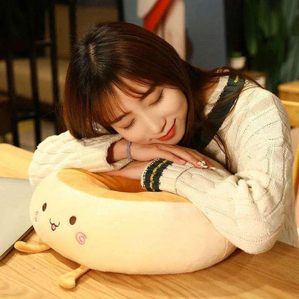 Cozy Toast Bread Plush Cushion - Soft Pillow for Work, Travel, Relaxation, and Home