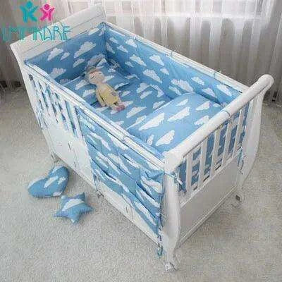 Breathable Cotton Baby Crib Bumper Pad Set - Protective 6-Piece Rail Guards- Très Elite- Très Elite