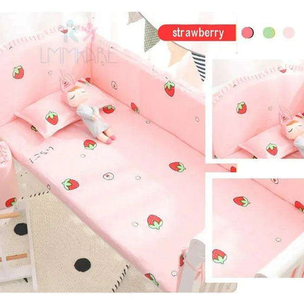 Breathable Cotton Baby Crib Bumper Pad Set - Protective 6-Piece Rail Guards - Très Elite- Très Elite