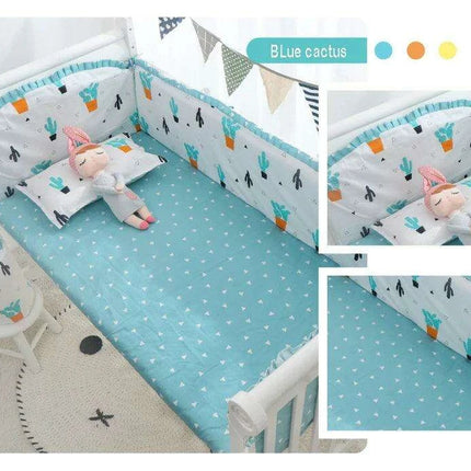 Breathable Cotton Baby Crib Bumper Pad Set - Protective 6-Piece Rail Guards- Très Elite- Très Elite