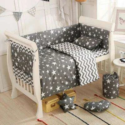 Breathable Cotton Baby Crib Bumper Pad Set - Protective 6-Piece Rail Guards- Très Elite- Très Elite