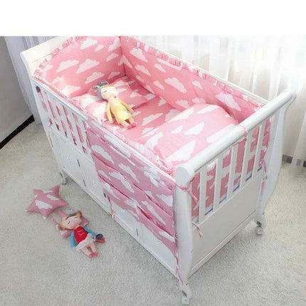 Breathable Cotton Baby Crib Bumper Pad Set - Protective 6-Piece Rail Guards - Très Elite- Très Elite