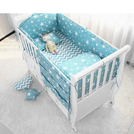 Breathable Cotton Baby Crib Bumper Pad Set - Protective 6-Piece Rail Guards - Très Elite- Très Elite