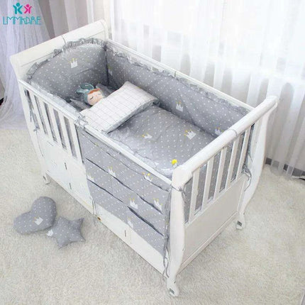 Breathable Cotton Baby Crib Bumper Pad Set - Protective 6-Piece Rail Guards - Très Elite- Très Elite