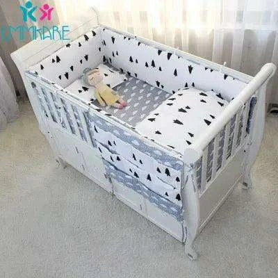 Breathable Cotton Baby Crib Bumper Pad Set - Protective 6-Piece Rail Guards - Très Elite- Très Elite