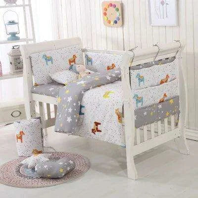 Breathable Cotton Baby Crib Bumper Pad Set - Protective 6-Piece Rail Guards - Très Elite- Très Elite