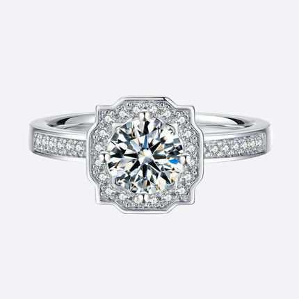 Brilliant Sterling Silver Halo Ring with Lab-Created Diamonds - Très Elite