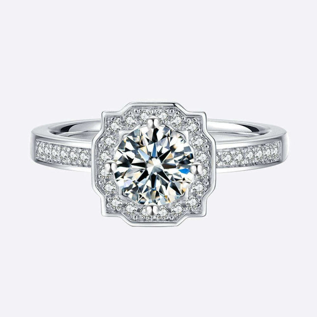 Brilliant Sterling Silver Halo Ring with Lab-Created Diamonds