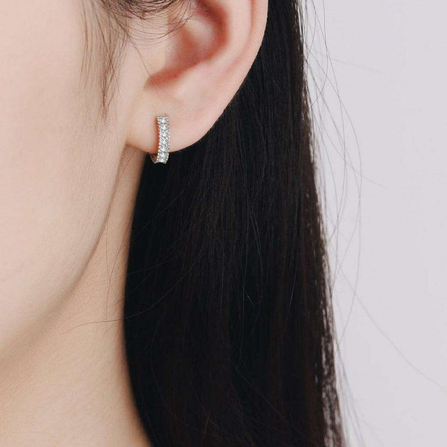 Brilliant Sterling Silver Huggie Earrings with Lab-Diamonds and Care Tips