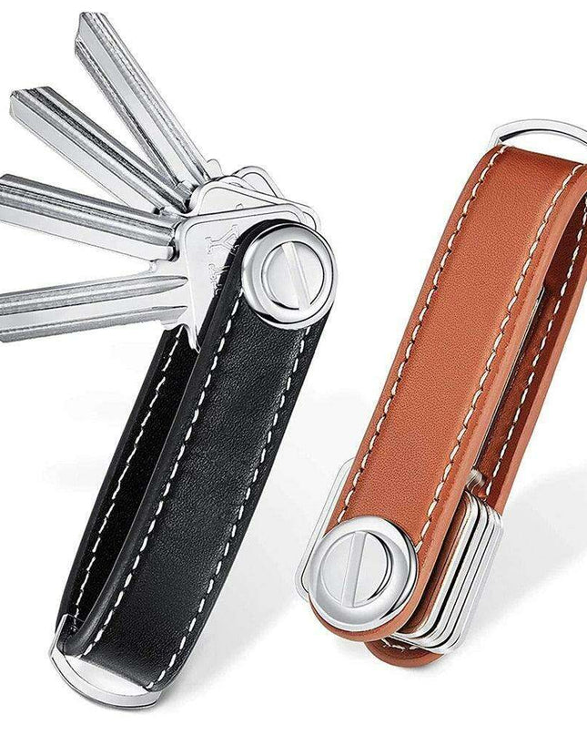 Stylish Cowhide Leather Key Holder with Secure Fastening for 4-16 Keys