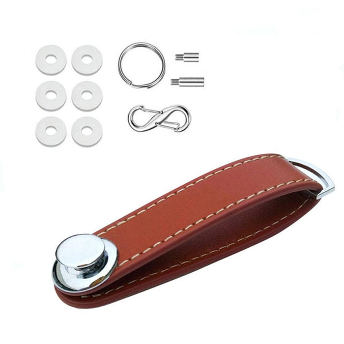Cowhide Leather Key Holder with Secure Button Closure | Organizes 4-16 Keys | Compact Key Pouch - Elegant Finish