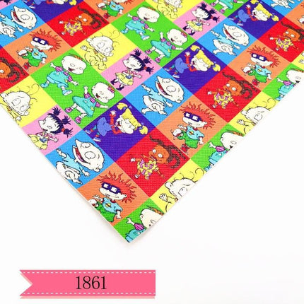 Cartoon Character Printed PVC Leather Craft Sheet for DIY Projects..