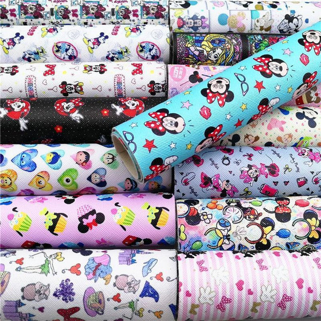 Cartoon-Inspired Faux Leather Craft Rolls - Set of 2 - 20x134cm Each