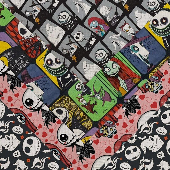 Cartoon-Inspired Jack and Sally PVC Leatherette Sheet - A4 Size