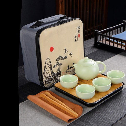 Celadon Serenity: Traditional Asian Fish-Inspired Tea Set for Tranquil Rituals - Très Elite