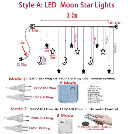 Celestial Dream LED Moon and Star String Lights for Whimsical Decor - Très Elite