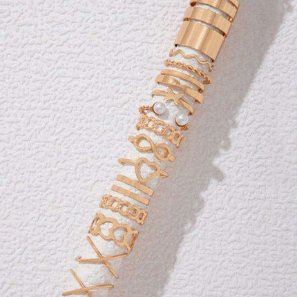 Charming 23-Piece Butterfly & Cross Pearl Ring Collection