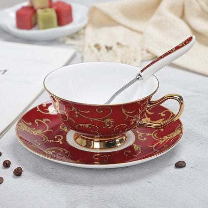 Charming Antique Bone China Coffee Cup Set of Two - Très Elite