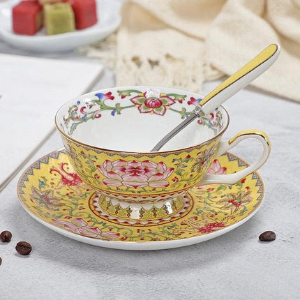 Charming Antique Bone China Coffee Cup Set of Two - Très Elite