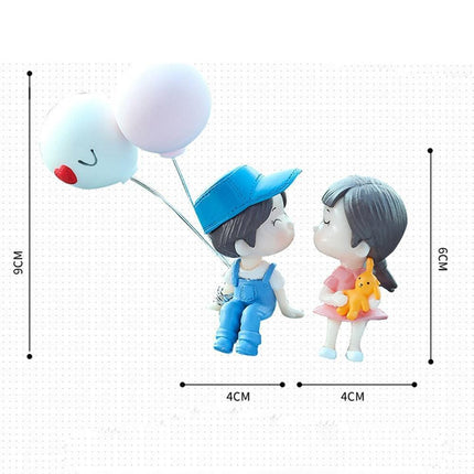 Charming Balloon-Bearing Cartoon Couple Dashboard Decor for Your Vehicle