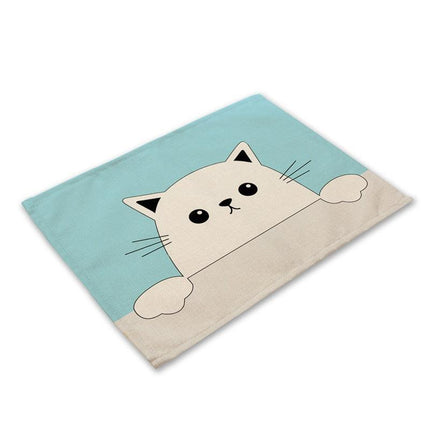 Charming Black Cat Cotton Linen Placemat - Essential Dining Table Accessory..