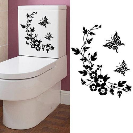 Charming Butterfly and Floral Wall Decal for Creative Bathroom Makeover - Très Elite