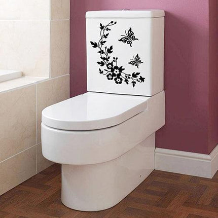 Charming Butterfly and Floral Wall Decal for Creative Bathroom Makeover - Très Elite