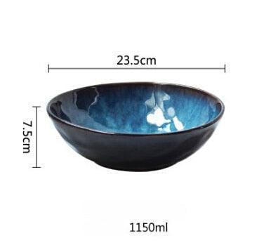 Charming Cat Eye Design Blue Ceramic Dinnerware Set for Elegant Dining Experience..