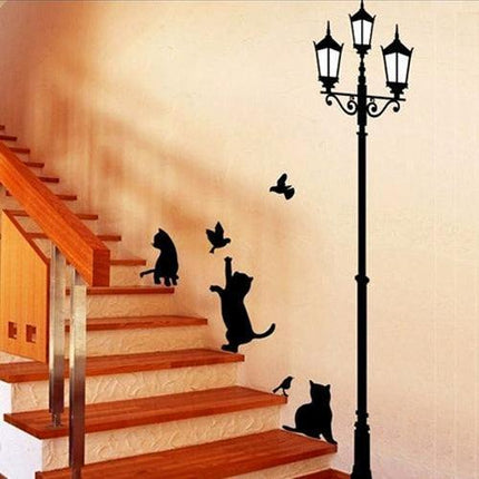 Charming Cat and Lantern Peel-and-Stick Wall Art for Kids' Enchanted Spaces - Très Elite