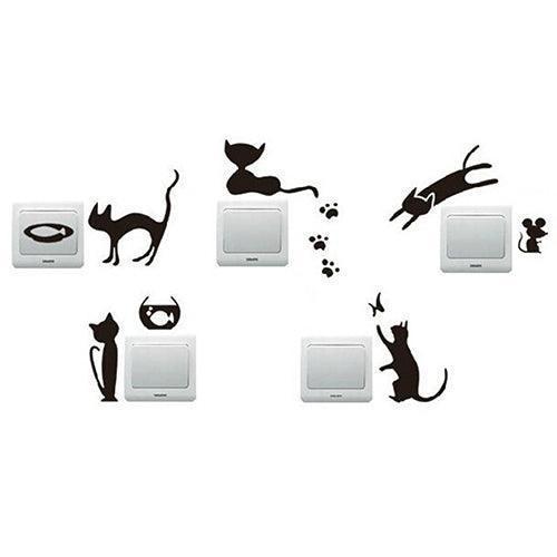 Charming Cat and Mouse Light Switch Sticker Collection - Playful Home Accent Kit
