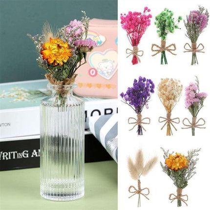 Charming Dried Floral Elegance: Set of 8 Natural Mini Bouquets - Très Elite