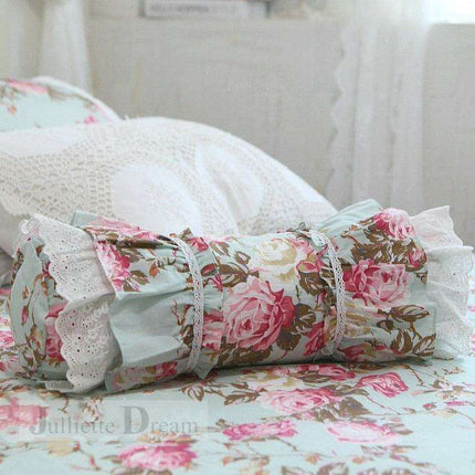 Charming European Lace Lumbar Pillow with Regal Ruffle Design