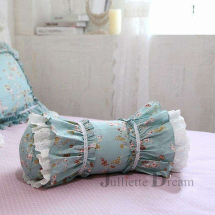 Charming European Lace Lumbar Pillow with Regal Ruffle Design