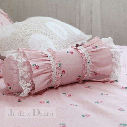 Charming European Lace Lumbar Pillow with Regal Ruffle Design