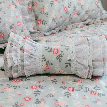 Charming European Lace Lumbar Pillow with Regal Ruffle Design