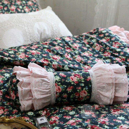 Charming European Lace Lumbar Pillow with Regal Ruffle Design