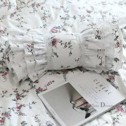 Charming European Lace Lumbar Pillow with Regal Ruffle Design