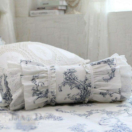 Charming European Lace Lumbar Pillow with Regal Ruffle Design