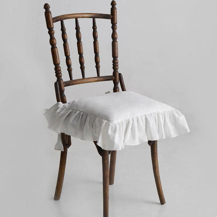 Charming Frilled Cotton Chair Cushion Cover for Elegant Dining Spaces
