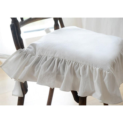 Charming Frilled Cotton Chair Cushion Cover for Elegant Dining Spaces